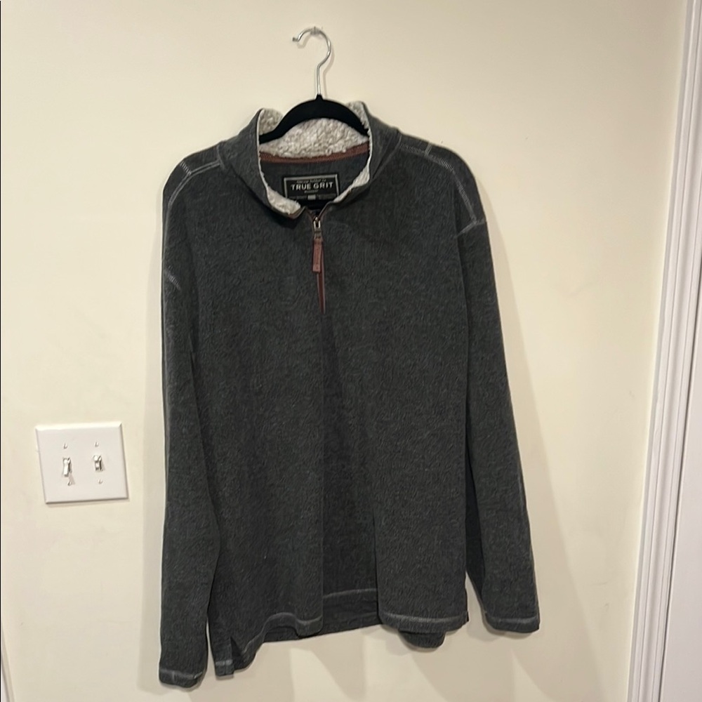 True Grit Gray Zip Up Sweater